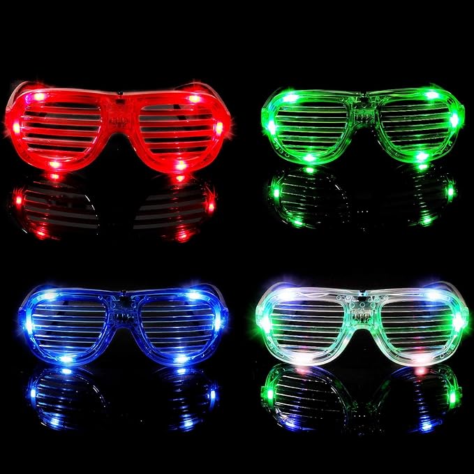 M.best 12 Pack LED Glasses 4 Colors Light Up Glasses Glow In The Dark Party Supplies Favor for Kids Adult Birthday,Raves, Halloween,Christmas, New Year