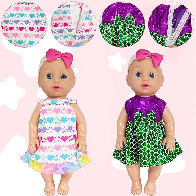 8 Sets Baby Doll Clothes,Baby Alive Clothes Dress Outfits Accessories for 10-12 Inch Girl Dolls,Christmas Birthday New Year Gift for Kids