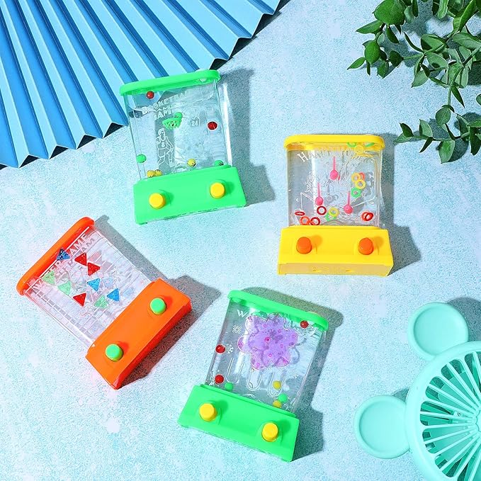 Sumind 10 Pcs Handheld Water Game for Kids Easter Basket Stuffers Mini Water Ring Toss Basketball Hoop Toy 90s Retro Mini Games for Goodie Bag Birthday Return Gifts (Fresh Style,Colorful)
