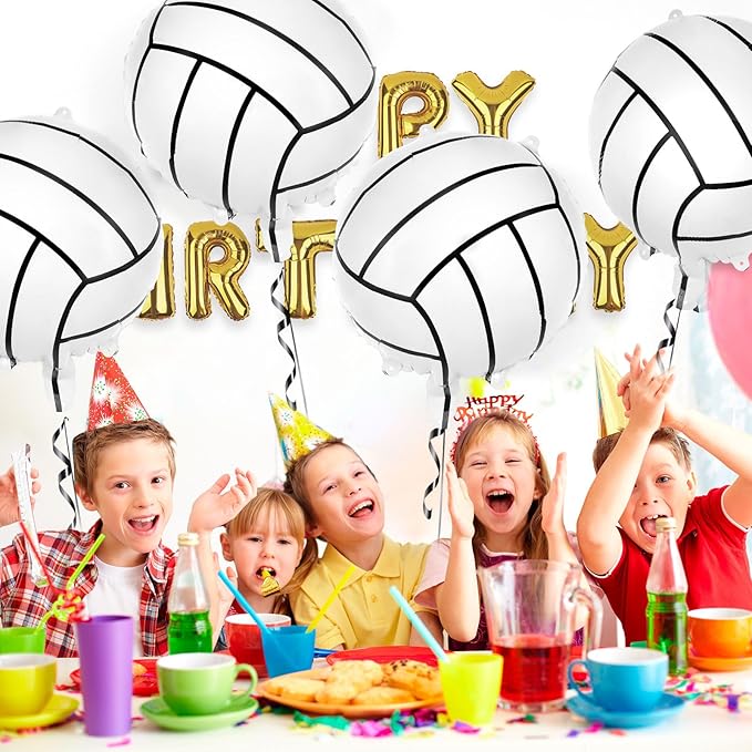 Volleyball Foil Balloons, 6 Pcs Volleyball Sports Balloons, Small Volleyball Helium Mylar Balloons for Volleyball Sports Themed Birthday Party Decorations Supplies
