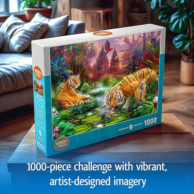 Wonder Forge Tiger Family 1000 Piece Jigsaw Puzzle for Adults | Unique, Perfectly-Fitting Pieces | Fun, Vibrant Imagery | Amazon Exclusive