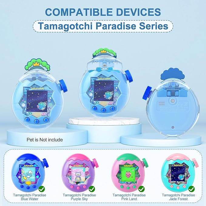 for Tamagotchi Paradise Clear Case and Replacement Lid Set, Ideal for DIY Fans, Collectors and Display, for Paradise Tamagotchi Accessories, with Lanyard (No Device/Film)