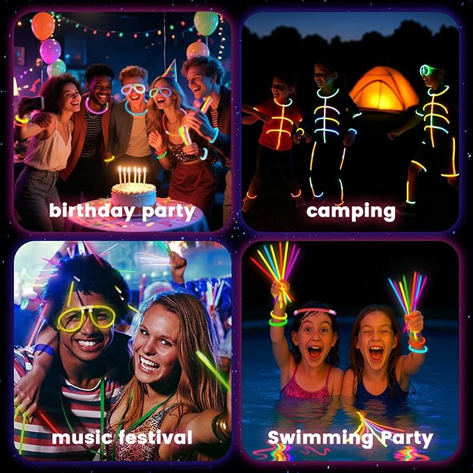 3 otters 100PCS Glow Sticks, 8 Inch Glow in the Dark Party Favors Easter Birthday Party Supplies Light Up Sticks for Kids Adults Birthday Easter Basket Stuffers Egg Fillers Decorations