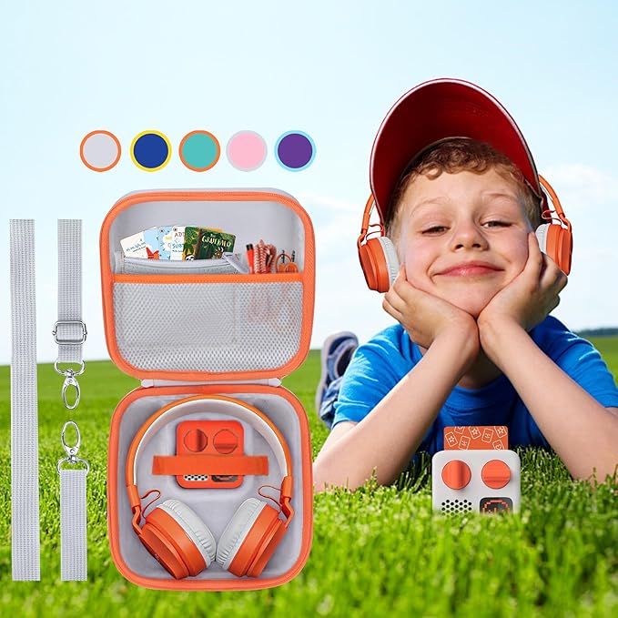 Storage Case Compatible with Yoto Mini Kids Audio Music Player & Yoto Headphones Children Speaker Plays Audiobook Cards Radio (Purple + Teal Case)