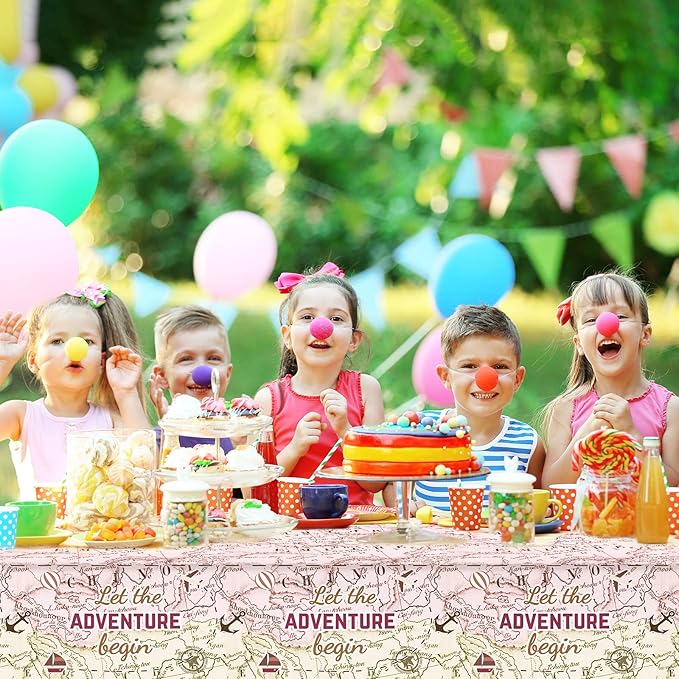 3 PCS Adventure World Awaits Party Decorations for Graduation Exploring Travel Tablecloths Plastic Disposable Bon Voyage Party Table Covers for Retirement Birthday Adventure Party Supplies Favors