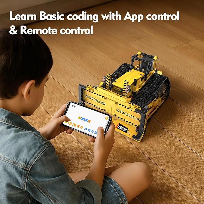 5 in 1 Building Toys STEM Robotics Kits - Remote-Controlled Excavator Engineering Kit for Kids Age 6 7 8 9 10 11 12-14 with 555 Pieces，DIY Educational Science Kits Gift for Boys & Girls