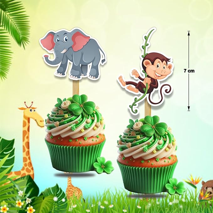 Jugle Safari Cupcake Topper – Animal-Themed Decorative Party Picks for Birthday Cupcakes, Dessert Tables, Nature-Inspired Celebrations, Event Styling, Themed Parties, and Special Occasion Decorations