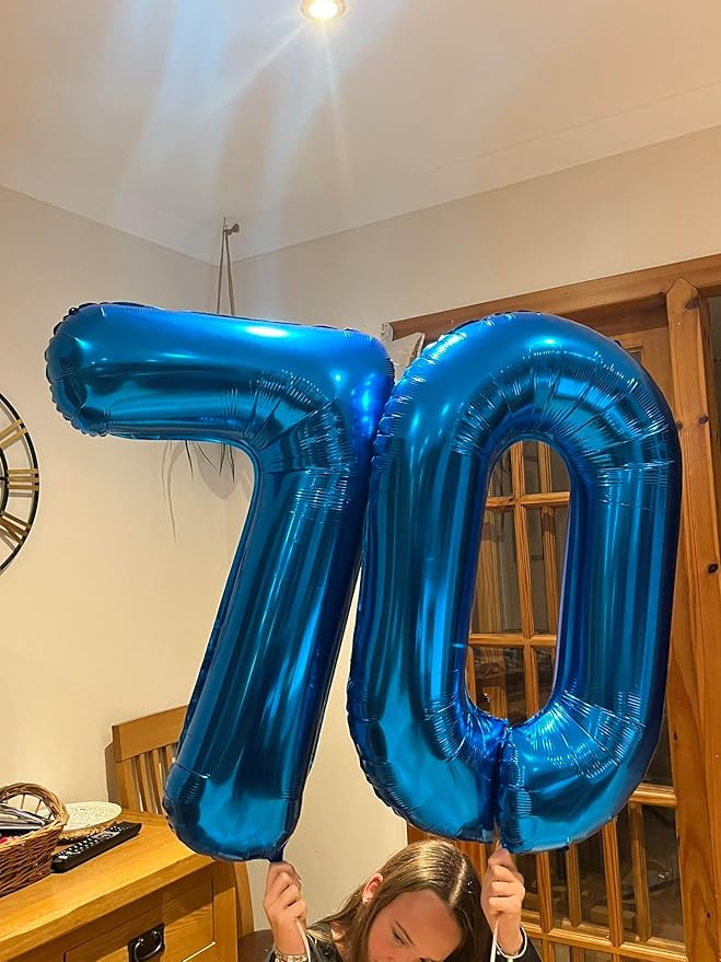 Navy Blue Number 70 Balloon 40 inch, 70 Number Balloons, 70th Navy Blue Birthday Decorations, 70 Year Old Women Men Blue Party Supplies