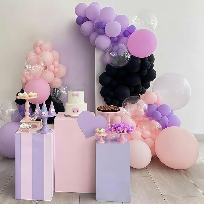 Halloween Balloons, 60pcs 12 Inch Black Pink Purple Latex Balloons for Girls Women Halloween Wedding Bride Baby Shower Engagement Bachelorette Spooky Witch Themed Birthday Party Decorations Supplie