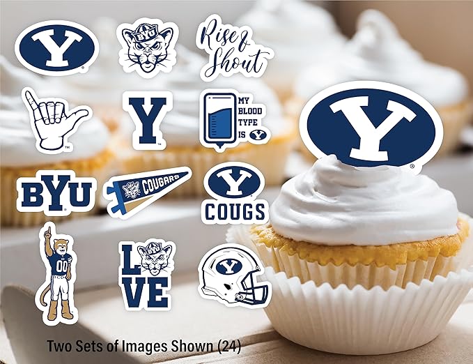 Brigham Young University Cupcake Topper Party Supplies for BYU Football, Birthday, Graduation Party Decorations (24 Pieces) (BYU Cougars)