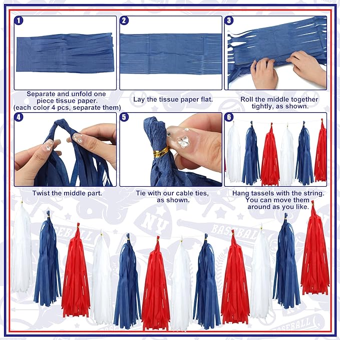 Baseball Party Decorations Baseball Concessions Banner Triangle Bunting Pennant Flag Decor with Tassel Garland for Baseballs Sports Themed Birthday Party Supplies