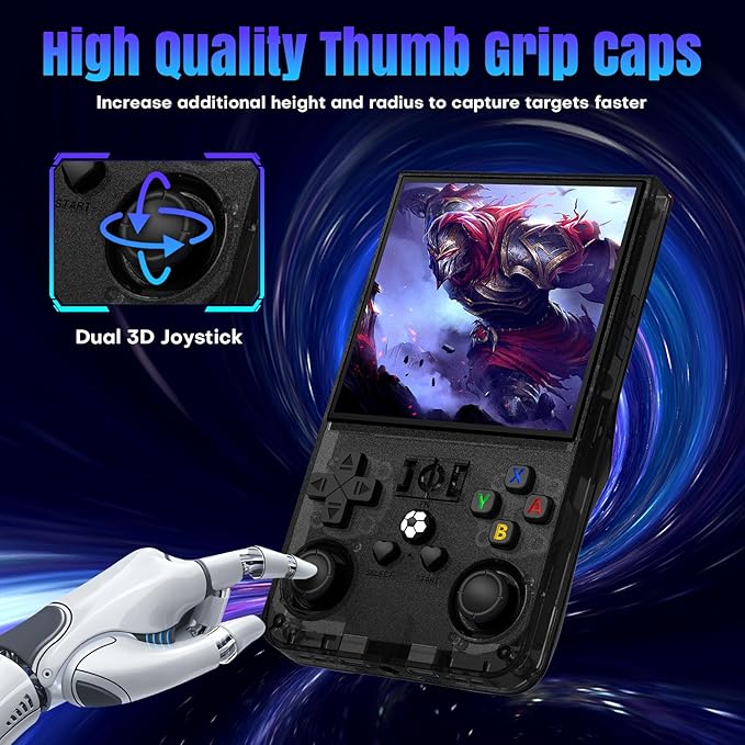R36MAX Retro Handheld Game Console, 64GB Retro Gaming Console with 4.0 Inch Screen, Open Linux System (Transparent Black)