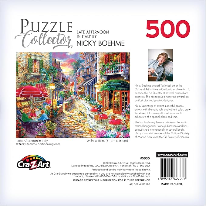 RoseArt - Puzzle Collector - Late Afternoon in Italy - 500 Piece Jigsaw Puzzle for Adults