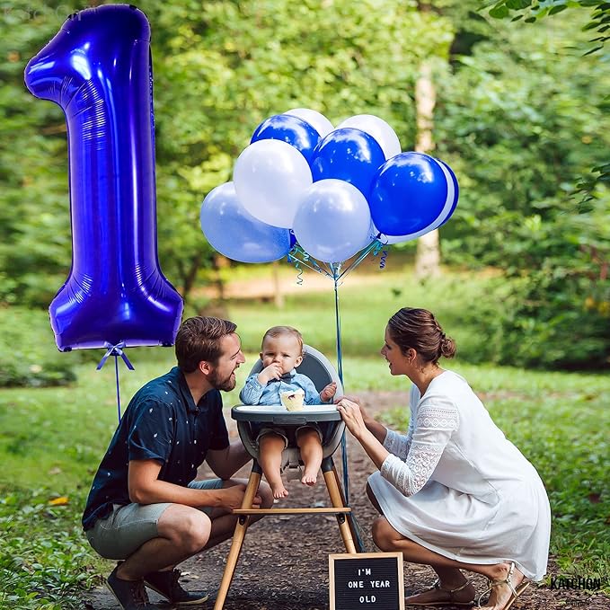 KatchOn, Blue 1 Number Balloon for First Birthday - Big,40 Inch | Blue Number 1 Balloon for First Birthday | Navy Blue Number One Balloon | 1st birthday decorations Boy