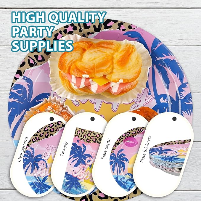 96 Pcs Jersey Shore Party Decorations Cheetah Print Birthday Paper Plates and Napkins Jersey Shore Themed Tableware Set for Girls Women Leopard Print Birthday Party Supplies, Serves 24