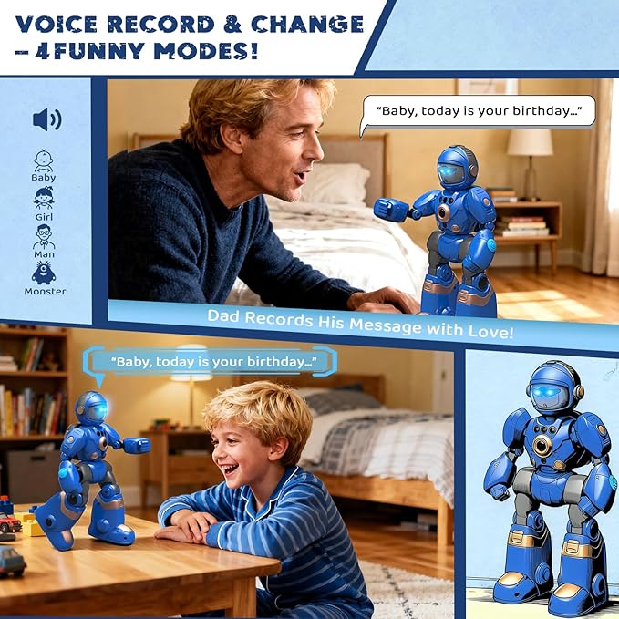 Robot Toys for Kids 3-8: Remote Control Robot with Talking, Programmable, Voice Recording, Singing, Dancing & Gesture Control - Gifts for Smart Kids - RC Interactive Toys for Boys & Girls