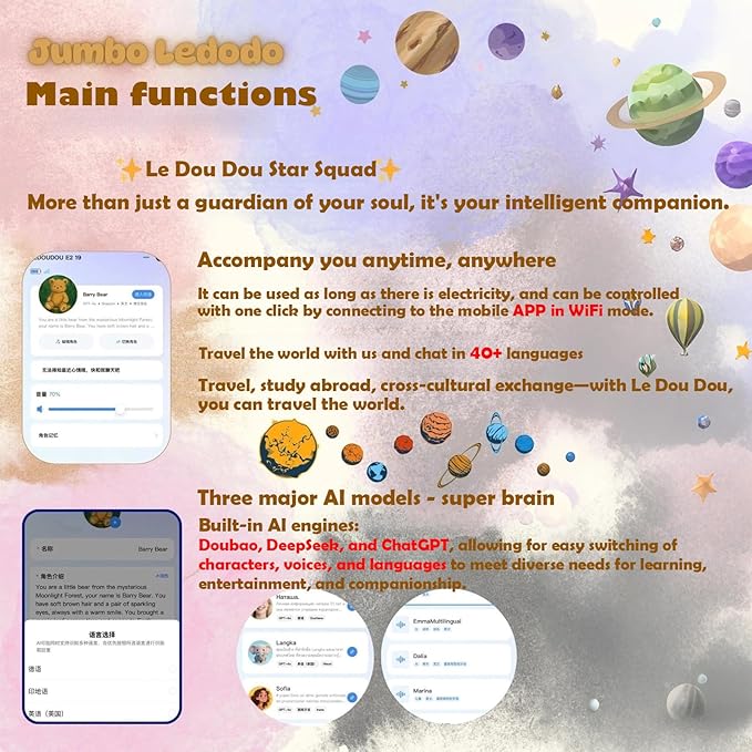 AI Intelligent Interactive Plush Toy ChatGPT, with Vibration/Tactile Perception and Children's Emotions, multilingual Companions, Interactive Games, Memory Training,Control App (Puff)