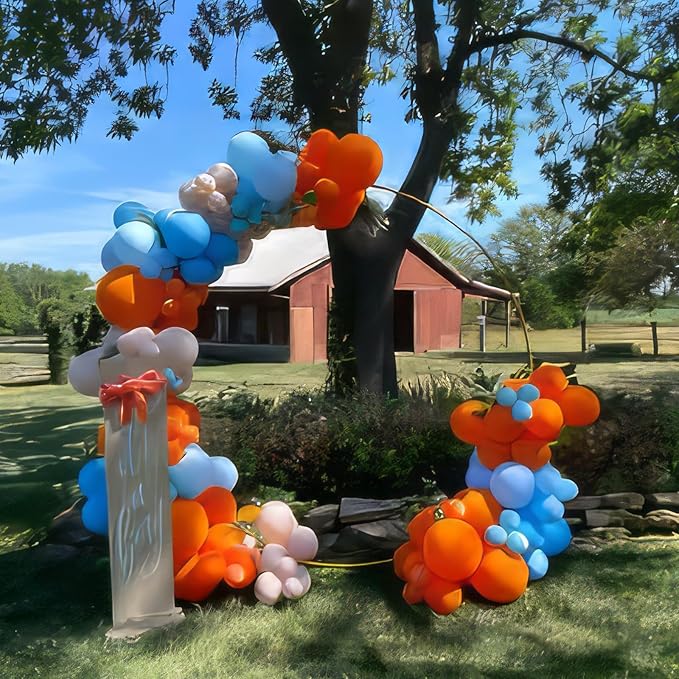 Blue and Orange Balloons, Dog Paw Print Balloons 12 inch Light Blue Balloon Macaron Orange Confetti Balloon for Puppy Paw Boys Kid Theme Birthday Baby Shower Party Decorations
