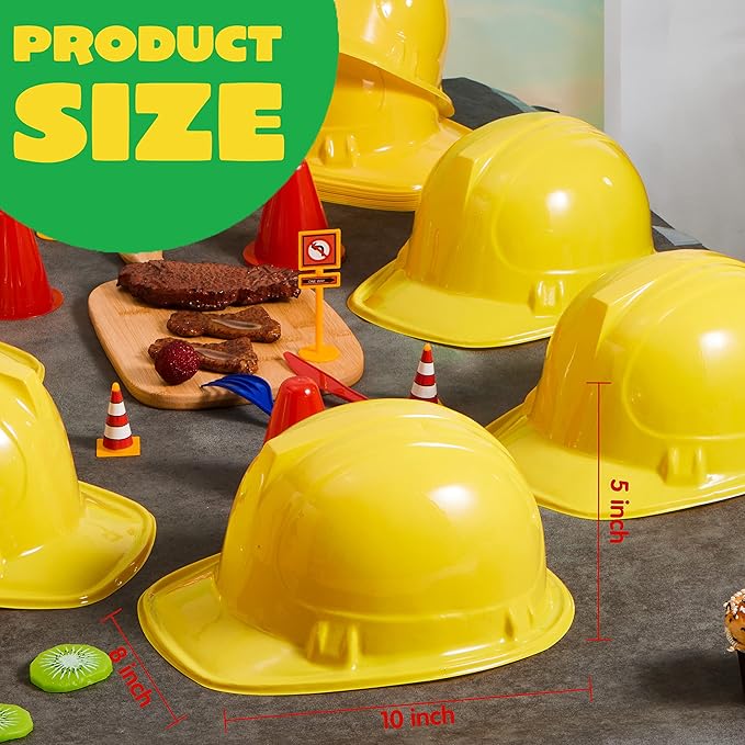 JOYIN 24 Pcs Toy Construction Hard Hats, Soft Plastic Yellow Kids Party Hat, Birthday for Construction Birthday Party, Children’s Engineer,Building Dress Up Hats, Theme Party Favors