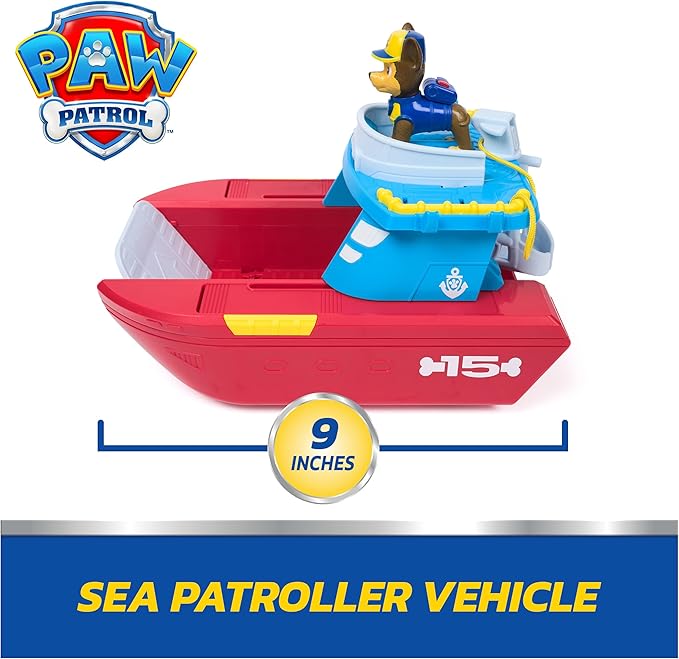 Paw Patrol Sea Patroller Vehicle with Chase and Shark Figure, 2 Patrol Modes, Kids Toys for Boys and Girls Ages 3 and Up