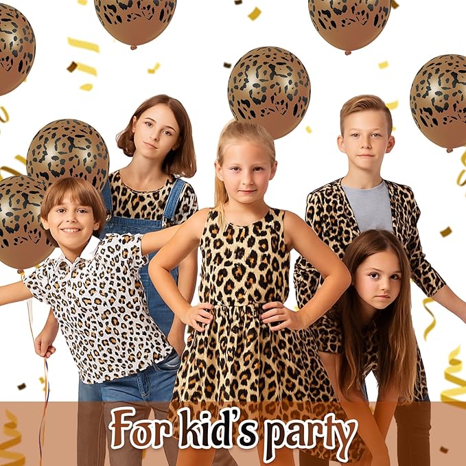 Gejoy 36 Pcs Cheetah Balloons Leopard Print Balloons 12 Inch Spots Latex Leopard Jungle Animal Decorations for Cheetah Zoo Theme Birthday Party Supplies (Dark Brown)