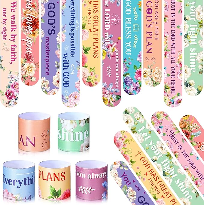 Frienda 40 Pcs Bible Verses Religious Christian Slap Bracelets for Kids VBS Jesus Love You Wristbands Inspirational Motivational Christian Slap Bracelets Sunday School Supplies He Is Risen (Novel)