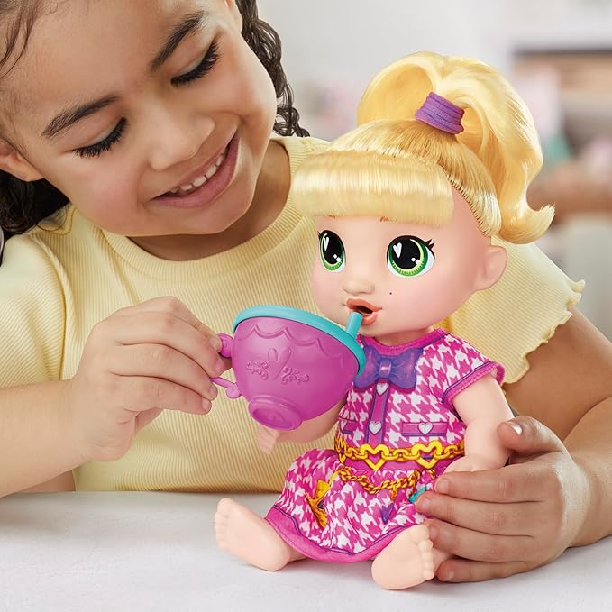 Baby Alive Bubbly Tea Party LaLa GooGoo Doll with Teapot Accessories, Blonde Hair, 11 Inches, Toys for 3 Year Old Girls and Boys & Up