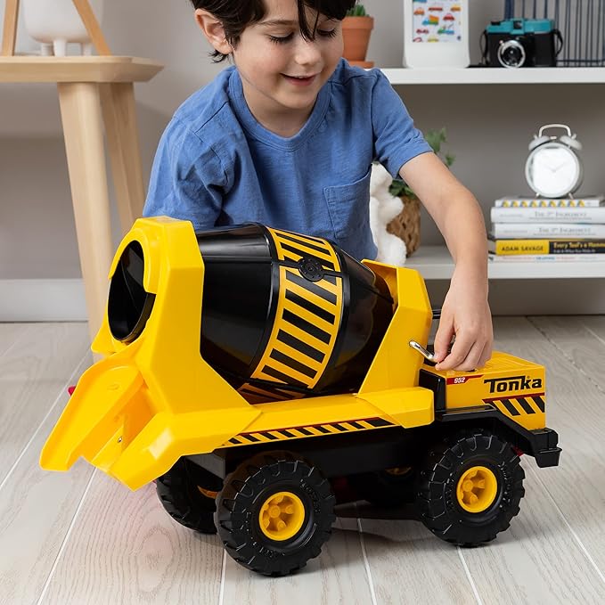 Tonka Steel Classics Mighty Cement Mixer - Made with Steel & Sturdy Plastic, Yellow Toy Construction Truck, Boys and Girls, Kids, Toddlers, Ages 3+