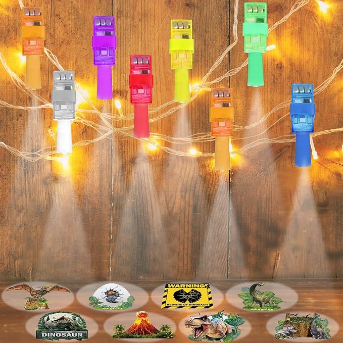 36Pcs Dinosaur LED Finger Lights Dino Glow in the Dark Light Up Finger Lights Dinosaur Party Favors Dino Theme Toys Bulk for Kids Birthday Classroom Prize Exchange Gift Supply