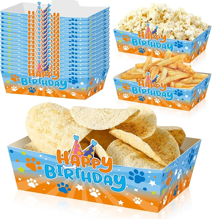 25Pcs Blue Dog Disposable Paper Food Trays for Blue Dog Theme Birthday Party Supplies Baby Shower Decorations