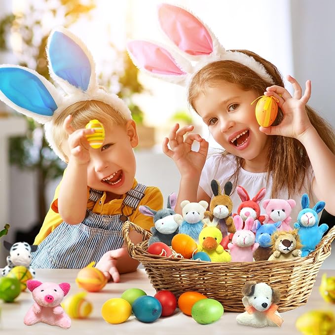 32Pcs Mini Plush Animals Toy Set Assortment Easter Christmas Bulk Stuffed Keychain Party Favors for Kids Small Animals Decorations Toys Carnival Prizes Birthday Goodie Bag Fillers