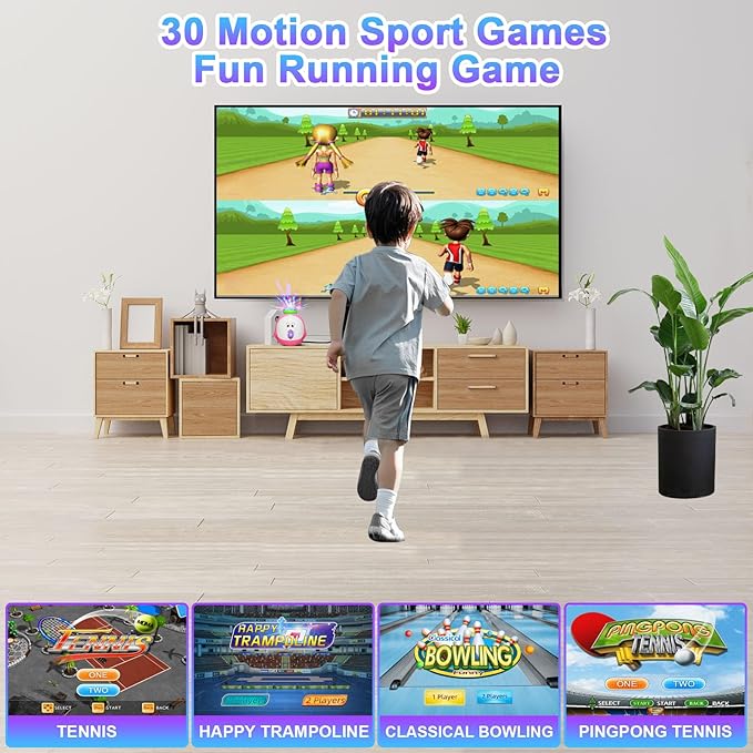 TV Game Console with 100+ Games, 2 Wireless Controllers, HDMI Plug & Play - Includes 30 Sportsgame & 17 AR Games - Birthday Christmas Xmas Gifts for Girls Boys , Age 3+
