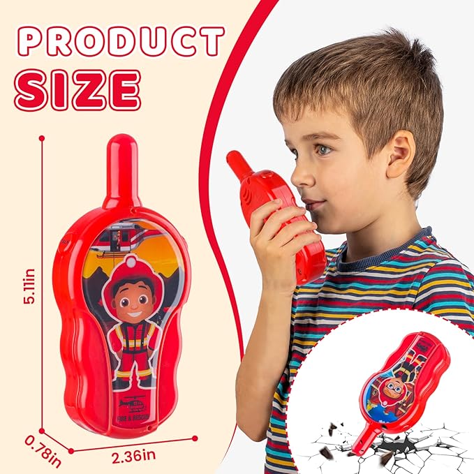 Walkie Talkies for Kids - Walkie Talkie Toys Gifts for 3 4 5 6 7 Year Old Girls Boys Long Range Fire & Rescue Walkie Talkies for Christmas Birthday Easter Gifts Indoor Outside Games Red