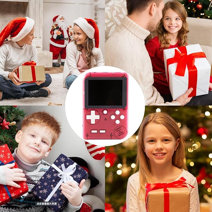 Kids Handheld Game Console Pre-Loaded 400 Classic Games, Portable Video Game Console with 2.8" Color Screen, Rechargeable Battery, Handheld Electric Game Console for Boys Girls (Red)