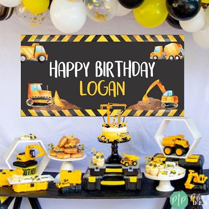 17 Pack Construction Vehicles Cake Toppers Set Acrylic Number 1 Cake Picks Road Sign Tower Digger Cupcake Toppers for Construction Theme Baby Shower Kids 1st Birthday Party Cake Decorations Supplies