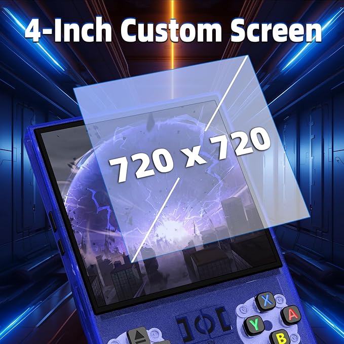 R36MAX Retro Handheld Game Console, 4.0 Inch IPS Screen Retro Gaming Console,Linux System, 4000mAh Battery Portable Pocket Mini Arcade, Built-in 128G,Lndigo Blue