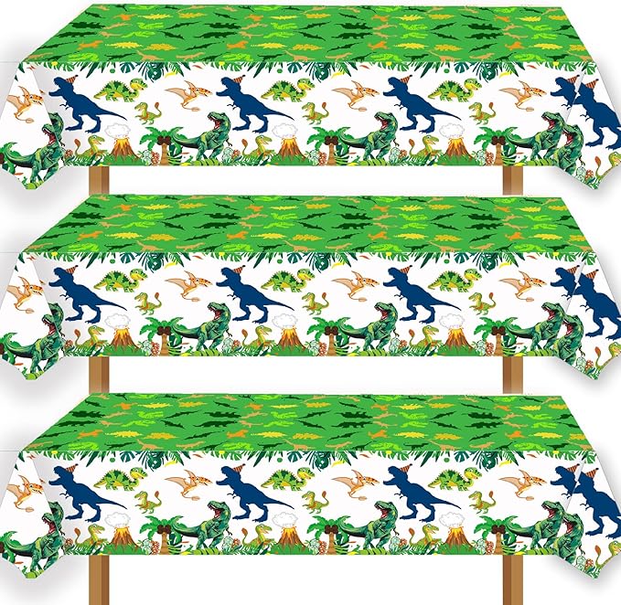3pcs Dinosaur Party Tablecloth Dinosaur Birthday Table Cover T-Rex Dinosaur Party Supplies Decorations Dino 1st 2nd 3rd 10th Birthday Table Cloth for Boys-86.6 * 51.2in