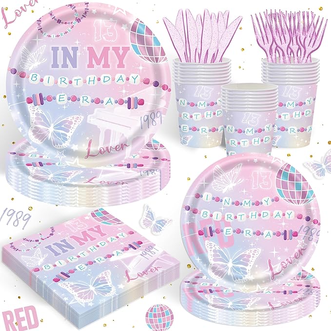 120PCS In My Birthday Era Party Supplies Friendship Party Tableware Music Themed Decorations includes In My Era Music Plates and Napkins for Girl Fans Birthday Party Decorations