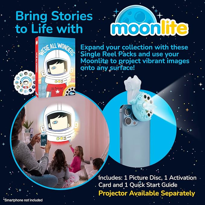 Moonlite Storybook Reels for Flashlight Projector, Kids Toddler | We’re All Wonders | Single Reel Pack Story for 12 Months and Up