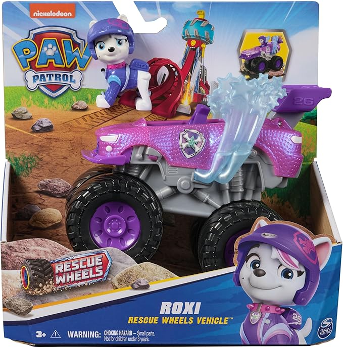 Paw Patrol: Rescue Wheels Roxi Monster Truck with Transformation and Collectible Action Figure, Toys for Boys and Girls Ages 3+