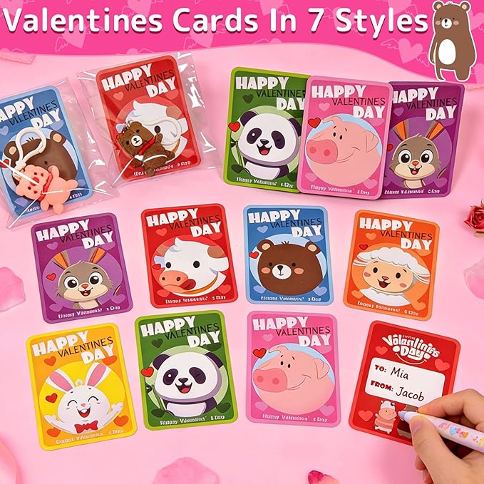 28 Pack Animal Keychains, 7 Styles Keychain Toys for Kids Teens Adults School Classroom Exchange Gift, Party Favors Supplies,Classroom Prizes Birthday Gifts,Easter Party Favors,Easter Basket Stuffers