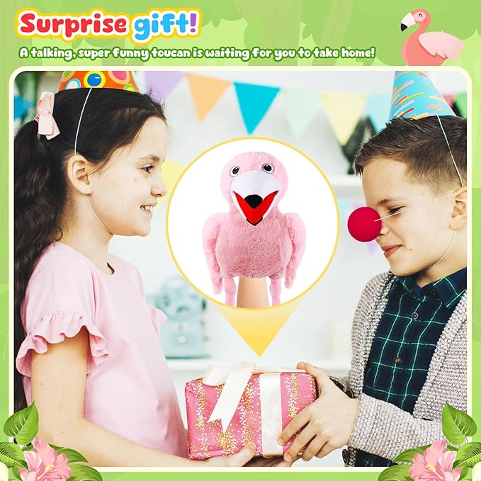Animal Hand Puppets 11 Inch Bird Plush Toucan Owl Eagle Parrot Flamingo Peacock Puppet Toys Role-Play Puppets for Kids Storytelling Imaginative Pretend Play Teaching Preschool(Flamingo)