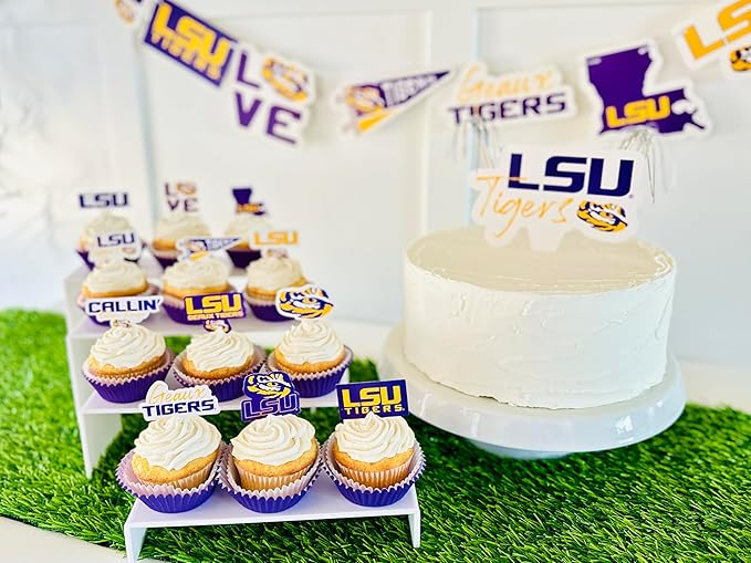 LSU Party Supplies for Football, Birthday Gift, Graduation Party Banner and Cake Toppers (42 Pieces) (LSU Tigers)