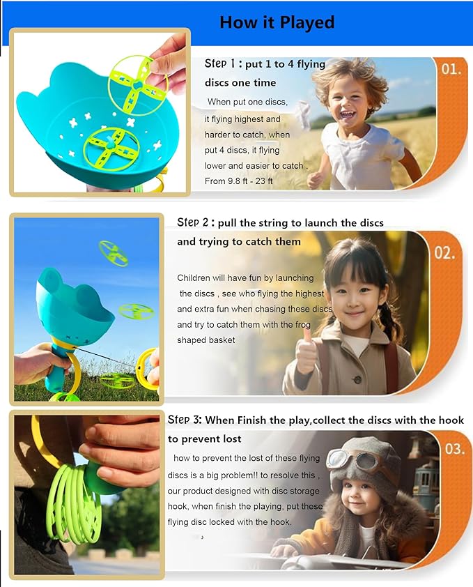 Disc Launcher Toy Kids Yard Flying Spinner Fairy Hover Helicopter Propeller Toy Outdoor Capture Catching Chasing Game Gift for Boy Girl Age 4 5 6 7 8 9 10 (Green, 1 Pack)