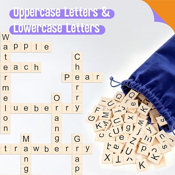 Word Spelling Game, 312 Wooden Letters Tiles & 300 Common Words for - CVC, CVCC, CCVC, Sight Word & First Word Learning, Montessori Early Educational Tool for Kids 4-9, Autistic Toys for Grades 1-3