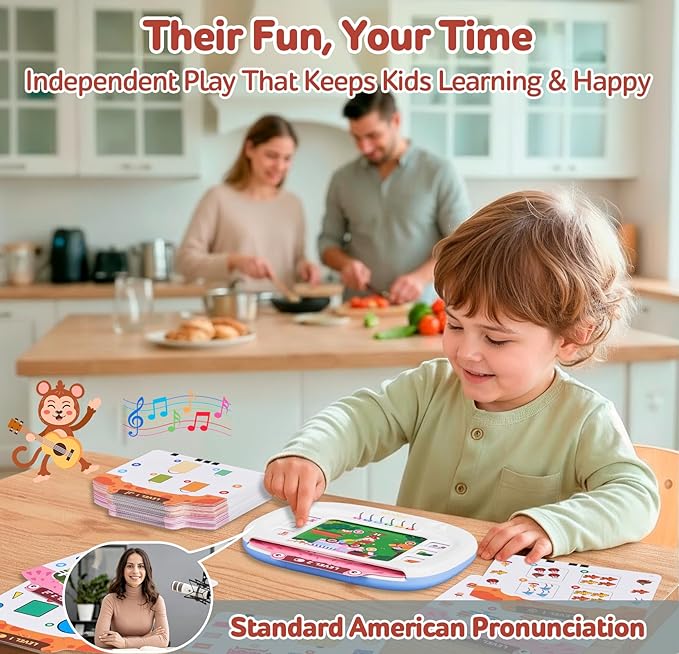 JoyCat Kids Learning Tablet:160 Pages Flash Cards-Judgement, Matching, Ordering- Interactive Logic Training, STEM Montessori Educational Toy, Gifts for Kids 3-8
