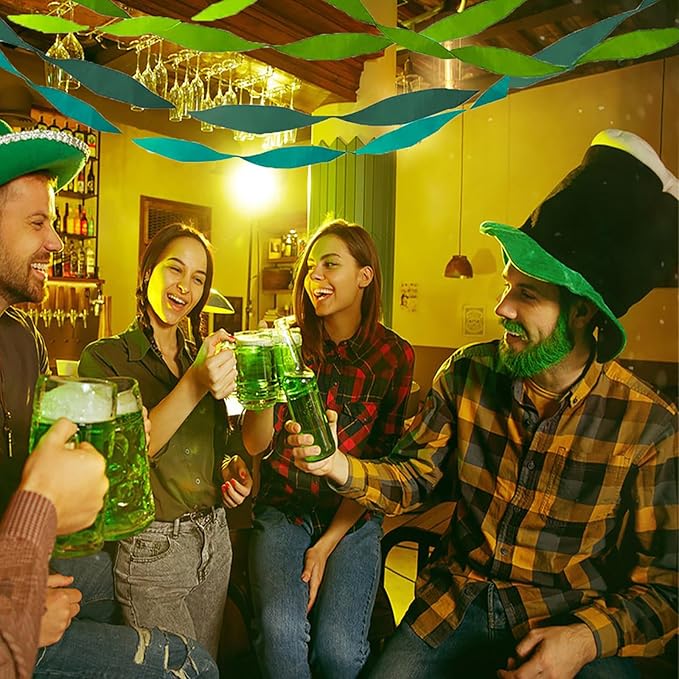 Crepe Paper Streamers 6 Rolls 492ft，Green and Blue Party Decorations Streamers (1.8 Inch x 82 Ft/Roll)，for Birthday Decorations, Wedding Decorations Ocean Themed Party Decoration