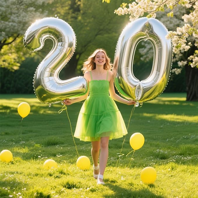 40 Inch Silver balloon 0 Foil Mylar Helium Large Digital Balloon 10th 20th 30th 40th 50th Birthday Numbers Jumbo Balloons 10th Anniversary Events Party Decorations Supplies