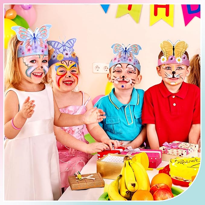 24 Pcs Party Hats for Kids Paper Headbands Crown for Boys Girls, Birthday Party Decoration Favors