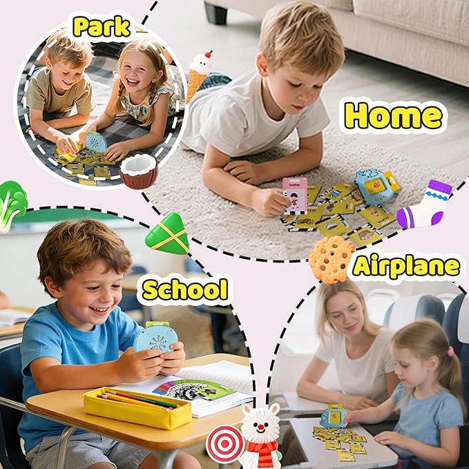 Baby Talking Flash Cards for Toddlers 1-3 with 224 Words, Montessori Learning Pocket Speech for Toddler, Card Early Education Device for Autism, Baby Talking Flash Cards for Toddlers 1-3